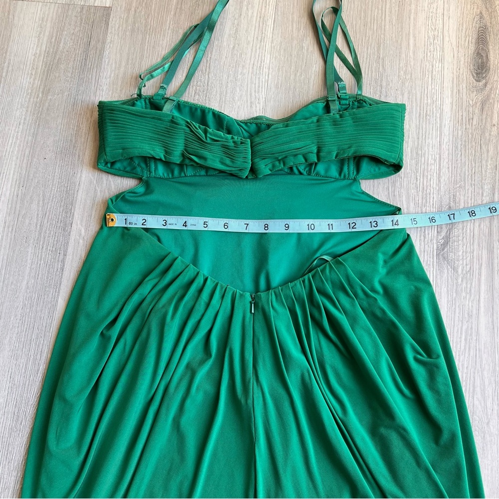 BCBGMaxazria Medium Emerald Green Open Back Mini Dress Strapless Straps - Picture 13 of 16